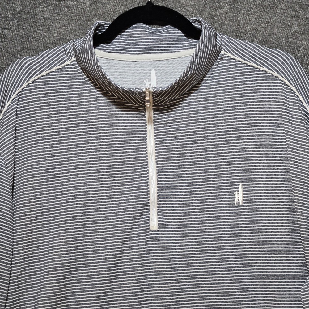 Johnnie-O Homan Performance 1/4 Zip Wake Blue Stripe Mens 2XL Spandex Stretch